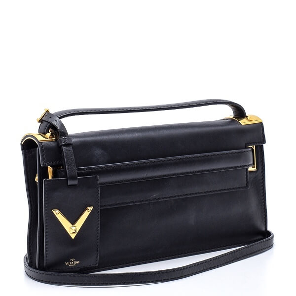 Valentino - Black Calfskin Leather My Rockstud Handle Bag